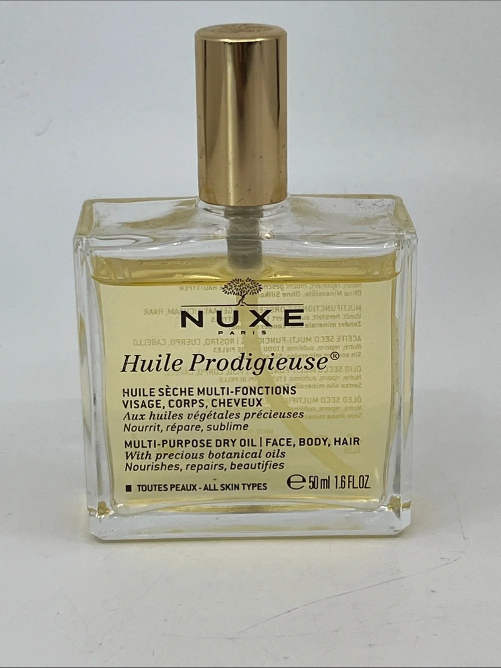 NUX Huile Prodigieuse Dry Multi-Purpose Oil for Face Body Hair - 1.6 Oz.